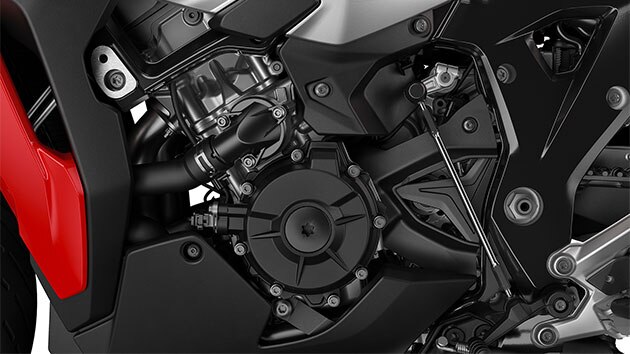 We see a close-up of the engine.