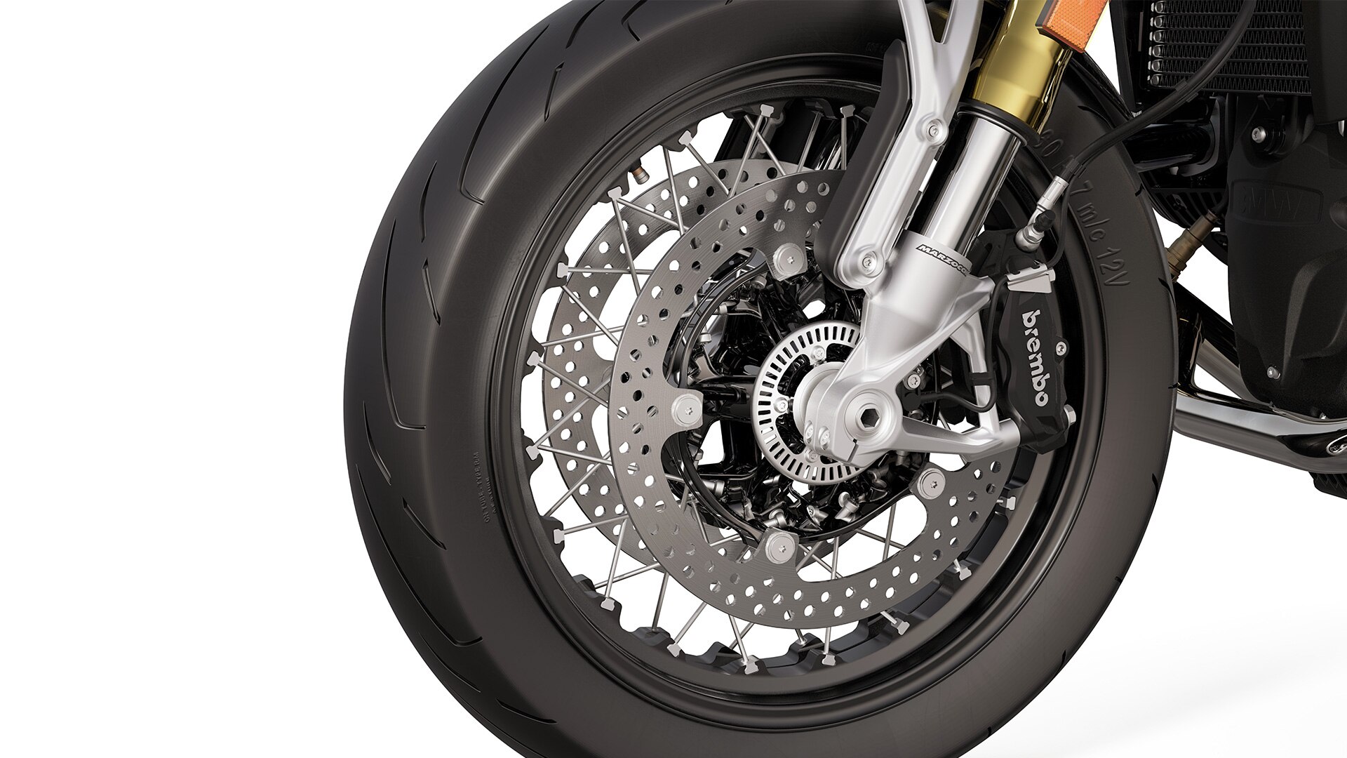 The optional black spoked wheels give the R 12 nineT from BMW Motorrad a sophisticated look