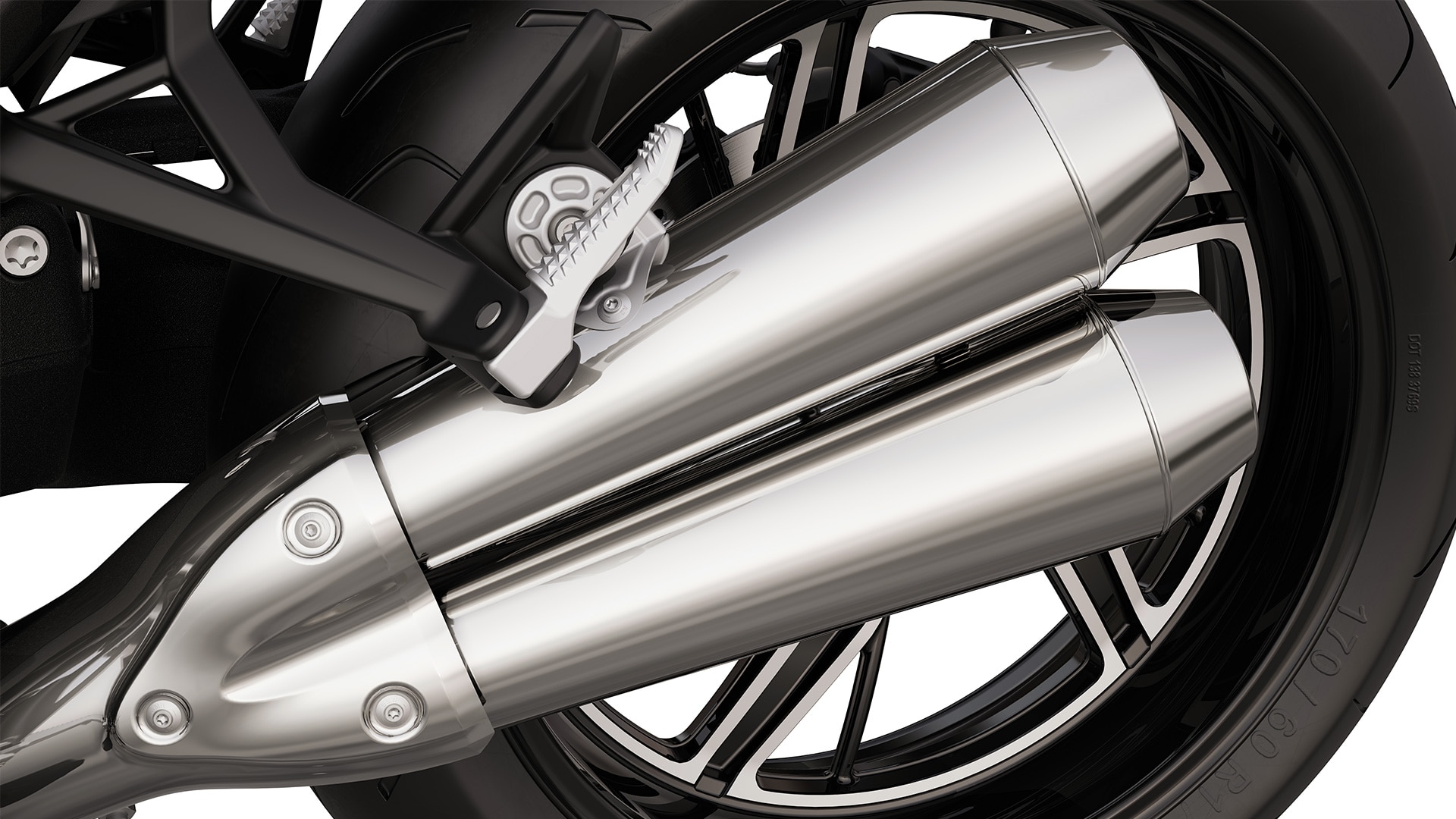 The dual-flow rear silencer of the R 12 nineT from BMW Motorrad