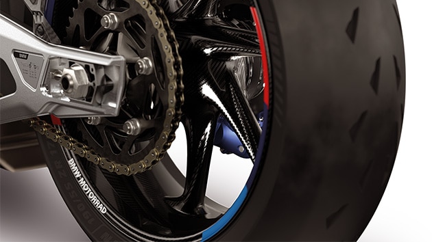 M Carbon wheels with tape design of the M 1000 RR